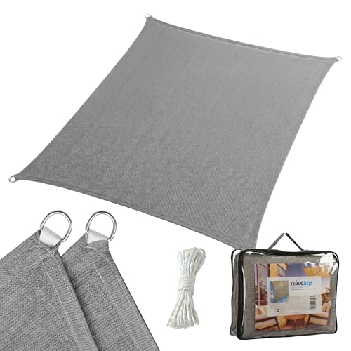 Relaxdays Shade Sail, HDPE, breathable, garden & balcony, with eyelets & tension ropes, sizes & colours