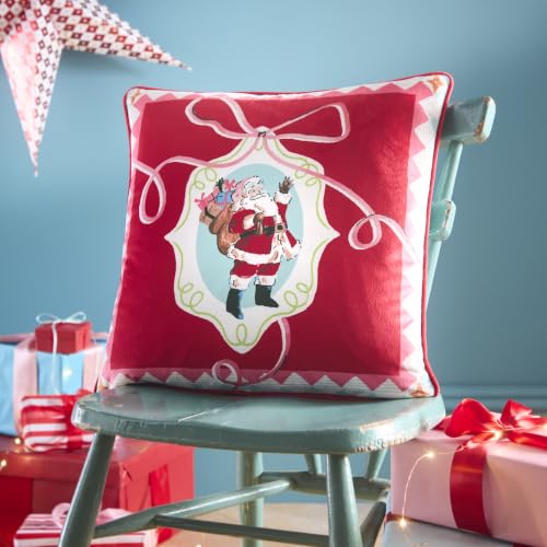 Fusion Christmas Vintage Frames Red Filled Cushion, 43 x 43cm, Recycled Polyester, Microfibre Pad