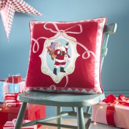 Fusion Christmas Vintage Frames Red Filled Cushion, 43 x 43cm, Recycled Polyester, Microfibre Pad