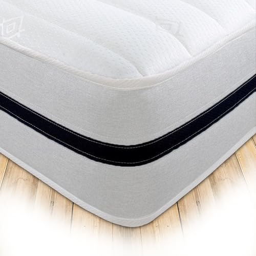 Starlight Beds Serene Sky, Single Memory Foam Mattress. Premium All Foam Mattress, Medium-Firm, 9 Inch Deep (White/Blue) (3ft x 6ft3)