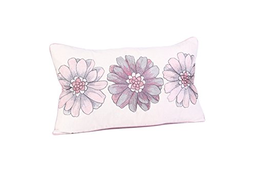 Malini Zinnia Embroidered Cushion, Pink