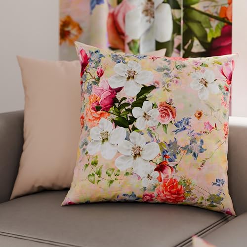 PETTI Artigiani Italiani - Bed Pillowcases, Set of 2 Pillow Covers 80x80 cm, Cushion Cover in Hypoallergenic Microfibre, Made in Italy, Spring Colorful Pattern