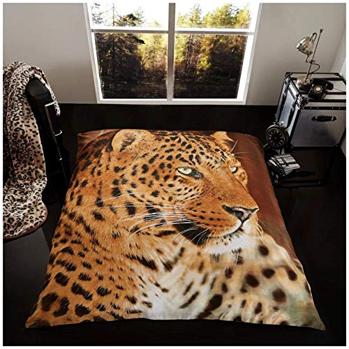 GC GAVENO CAVAILIA Easy Care 3D Wildlife Animal Throw, Luxury Soft & Cosy Printed Light Weight Sofa Settee Blanket, Leopard, 150X200