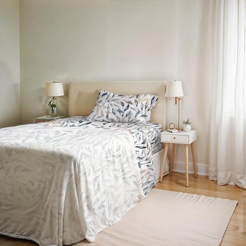 Ida Cotton Single Bed Sheet Set, Made in Italy – Complete Bed Set, Fitted Sheet, Top Sheet 90 x 200 cm and Pillowcase with Inner Flap (Single, Vest)