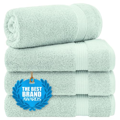 Cotton Paradise 4 Piece Turkish Bath Towels for Bathroom, 100% Cotton Extra Large Soft Plush Towels Bathroom Set, Mint Green