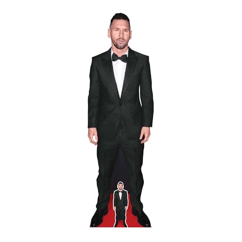 Star Cutouts CS1170 Lionel Messi Black Suit Cutout with Mini 170cm - Free Standing, Quick Set Up, Football parties and fan displays