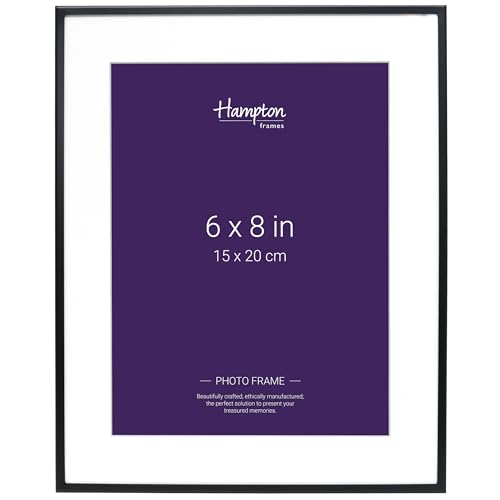 Hampton Frames Madrid Photo Frame - 6x8 Inch (15x20cm), Matt Black, Narrow 5mm Profile, Bevel Mount - Freestanding or Wall Mount, Classic Design for Home Décor