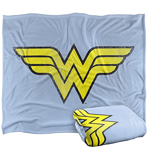 WONDER WOMAN Logo Distressed Silky Touch Super Soft Throw Blanket 152 x 127 cm