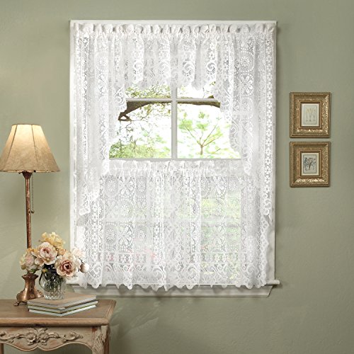 "Sweet Home Collection 5 Pc Kitchen Curtain Set, Swag Pair, Valance, Choice of 24"" or 36"" Tier Pair"
