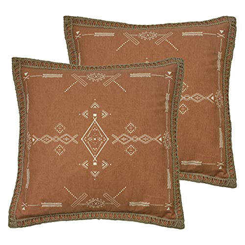 furn. Mini Inka Polyester Filled Cushions (Twin Pack), Cotton, Terracotta