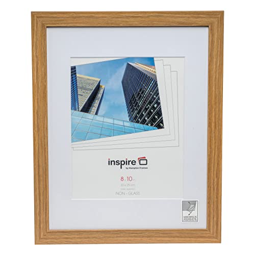 Hampton Frames - Poster Frame - 8x10 (20x25cm), Oak Effect, Rectangular - Lightweight Acrylic Front, MDF Back, Wall Mountable - Photo Display for Home or Office Decor