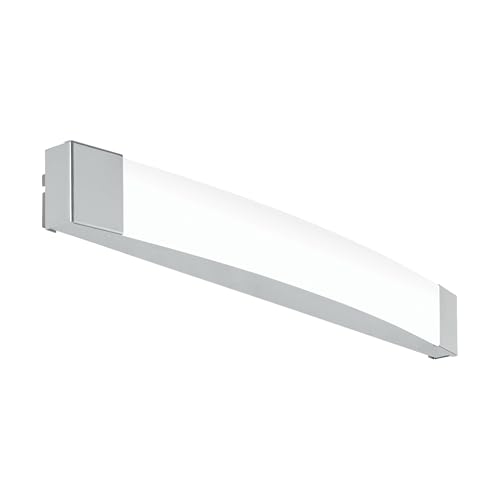 Eglo LED Wall Light Siderno, Single-Flame Wall Lamp, LED Mirror Light Made of Steel and Plastic, Bathroom Lamp in Chrome, Satin Finish, LED Wet Room Light, IP 44, Length 58 cm