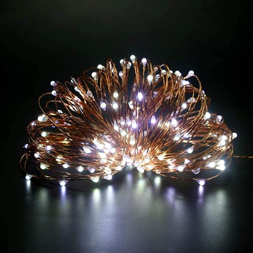 SHATCHI 100 LED/10m Fairy String Lights Copper Wire Battery Operated Cool White LEDs Twinkle Waterproof Lights for Bedroom, Christmas, Party, Wedding Outdoor Indoor Decoration