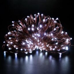 SHATCHI 100 LED/10m Fairy String Lights Copper Wire Battery Operated Cool White LEDs Twinkle Waterproof Lights for Bedroom, Christmas, Party, Wedding Outdoor Indoor Decoration
