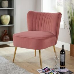 Home Source Wing back Accent Chair, Velvet Armless Armchair, Gold