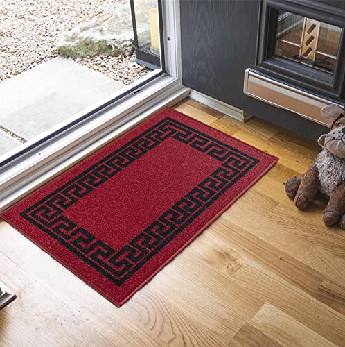 Washable Door Mat Kitchen Mats Non Slip Greek Key Design Hall Runner- Indoor Door Mat - Hallway-Passage Corridor Doormats - Floor Mat 40x60 cm