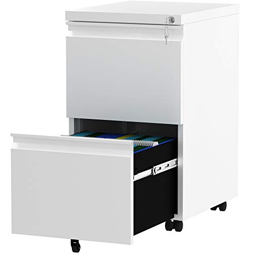 YITAHOME Mobile Filing Cabinet with 2 Lockable Drawers, Anti-tipping Rolling Filing Cabinet with Wheel for Home Office, Under Desk File Storage Cabinets for Letter/Legal/A4 Size, 51 x 39 x 71cm