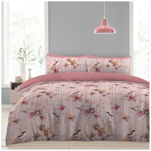 GC GAVENO CAVAILIA Sparrow Flower Double Duvet Cover Set with Pillowcases - Easy Care Blossom Style Floral Comforter Bedding Set - Durable & Super Soft Breathable Lightweight Quilt Cover