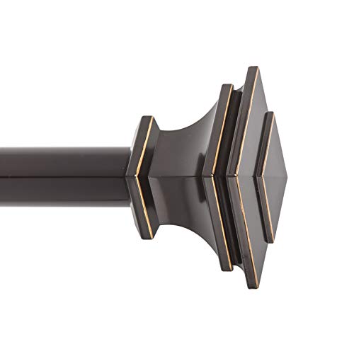"Curtain Rod, Quick Easy Installation, 72""-144"" Adjustable Length, No Tools Option, 1"" Diameter, Durable Steel Construction, Supports Heavy Fabrics, Decorative Square Finial, 4 Brackets Included,"