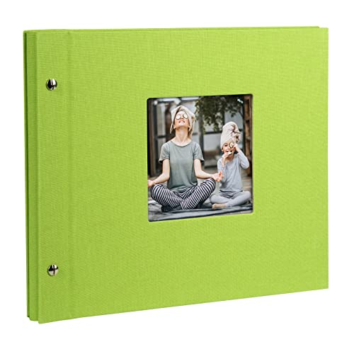 Goldbuch Photo Album Trend, Bella Vista, 30 x 25 cm, 40 Black Pages with Glassine Dividers, Extensible, Linen, Green, 26976