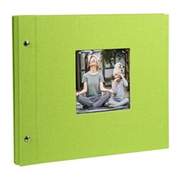 Goldbuch Photo Album Trend, Bella Vista, 30 x 25 cm, 40 Black Pages with Glassine Dividers, Extensible, Linen, Green, 26976