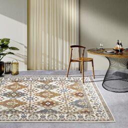 Villeroy & Boch Domenique Indoor and Outdoor Rug Oriental - Oriental Flat Weave, Oriental Design Classic, Oeko-Tex, Weatherproof and UV-Resistant, Balcony, Patio, Garden - Cream Colourful, 160 x 235
