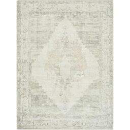 Livabliss x Becki Owens Luca Vintage Carpet 120x170 cm, Traditional Multicolour Boho Design for Living Room, Dining & Kitchen, Easy Care Pile, Ivory Olive Green Tan