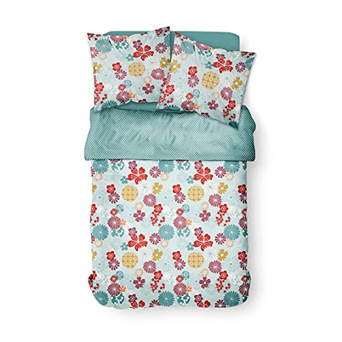 TODAY Double Duvet Cover Set 220 x 240 cm Blue Floral
