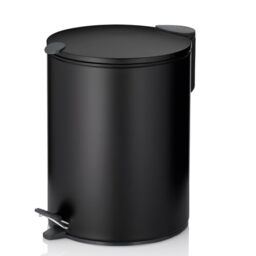 kela Cosmetic Bin Matt Black 5 Litres Silent-Close Lid Pedal Bin Bathroom Bin, Bathroom Bin with Inner Bucket and Carry Handle