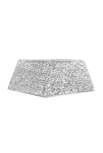 WeRChristmas Silver Square Sequin Christmas Tree Collar, 36cm - 36cm silver square sequin tree collar for 5ft???7ft Christmas trees, designed to conceal stands and add light-catching sparkle