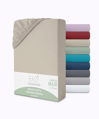 Single Fitted Sheet, 90 x 200 + 30 cm, Microfibre, 30 cm Height, Plain Colour, No Iron, Fitted Sheet with Elasticated Corners