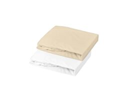 domiva Set of 2 Fitted Sheets 60 x 120 cm Jersey White/Pebbles
