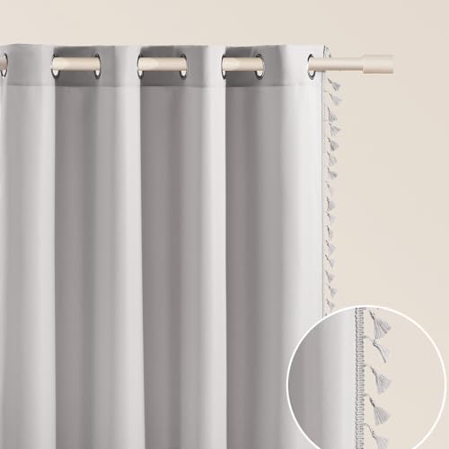ROOM99 Lara Curtain with Silver Eyelets, 140 x 280 cm, Width x Height Sliding Curtains, Modern Curtain, Living Room, Bedroom, Light Grey, Pack of 1