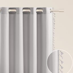 ROOM99 Lara Curtain with Silver Eyelets, 140 x 280 cm, Width x Height Sliding Curtains, Modern Curtain, Living Room, Bedroom, Light Grey, Pack of 1