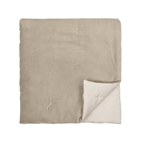 furn. Wylder Edie Bedspread – Soft Quilted Reversible Linen Look Cotton Velvet Bed Throw (Natural – 140x220cm)