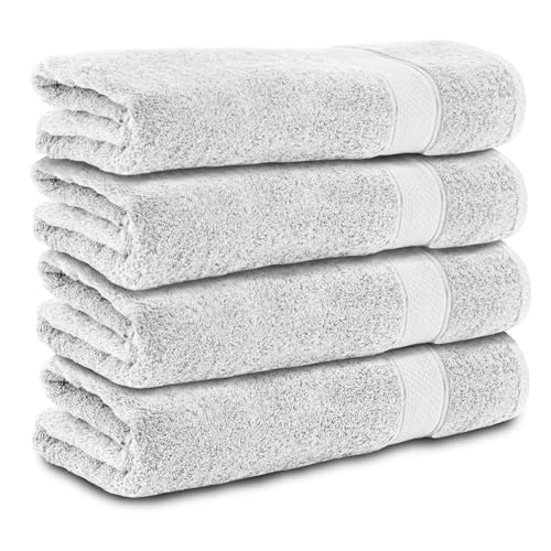 Komfortec Set of 4 Bath Towels 70 x 140 cm 100% Cotton 470 g/m² Terry Cloth Soft White