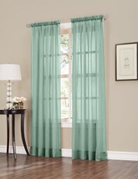 "No. 918 Erica Crushed Sheer Voile Rod Pocket Curtain Panel, 51"" x 63"", Mineral Blue"