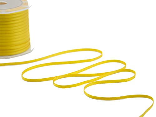 Furlanis - Double Satin Ribbon, Decoration, Gift, Christmas Packing, Wedding, Party, Made in Italy - Sun Yellow, 3 mm x 50 m