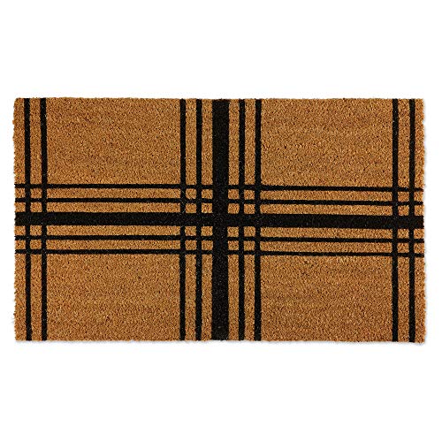 DII Natural Coir Geometric Modern Outdoor Door Mat, Front Porch Décor, 17x29, Farmhouse Plaid