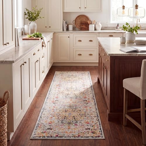 SAFAVIEH Boho Rug for Living Room, Dining Room, Bedroom - Madison Collection, Short Pile, in Grey and Gold, 66 X 244 cm