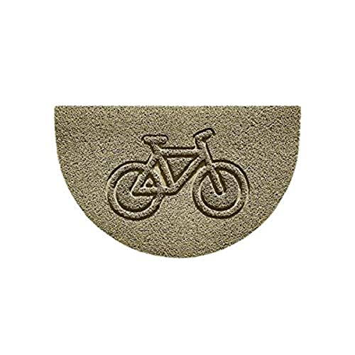 Nicoman Embossed Halfmoon Half Circle Door Mat Dirt-Trapper Jet-Washable Doormat 70x44cm (Beige, BIKE Shape) - Use Indoor or Sheltered Outdoor
