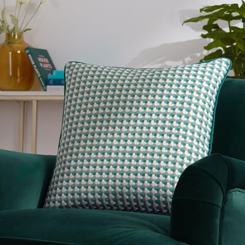 furn. Marttel Geometric Jacquard Cushion Cover, Teal