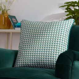furn. Marttel Geometric Jacquard Cushion Cover, Teal