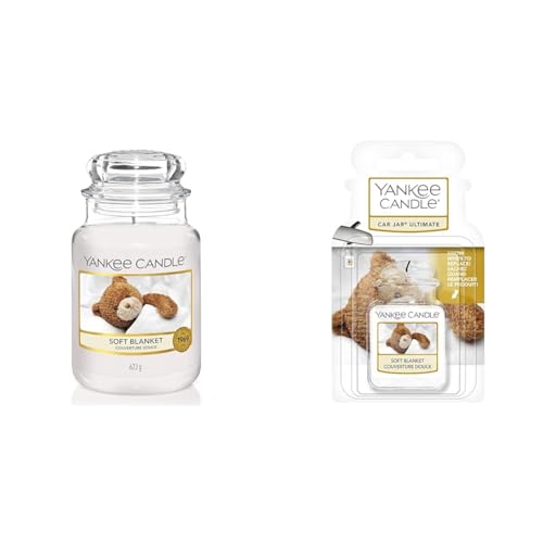 Yankee Candle Scented Candle - Soft Blanket Large Jar Candle - Long Burning Candles: up to 150 Hours & Car Jar Ultimate Air Freshener, Soft Blanket