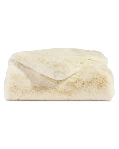 "Cozy Earth Cuddle Blanket - Faux Fur Ultra-Soft Luxury Throw Blanket - Thick & Cozy Oversized Design for Lounging or Sharing - Machine Washable - Throw 60"" x 50"" Cr??me"