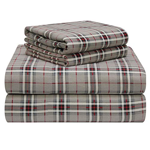 pointehaven 180 GSM Luxury 100% Cotton Printed Flannel Sheet Set, California King, Derby - Warm & Cozy - Pre-Shrunk -Deep Pockets - Elastic All Around-Comfy Double Brushed -
