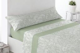 Miracle Home. Arges Bed Sheet Set 4 Piece Set, Fitted Sheet, Flat Sheet and 2 Pillowcases, Anti-Peeling, 50% Cotton-50% Brushed Microfibre, Green, 150 x 200 cm, 150 cm Bed