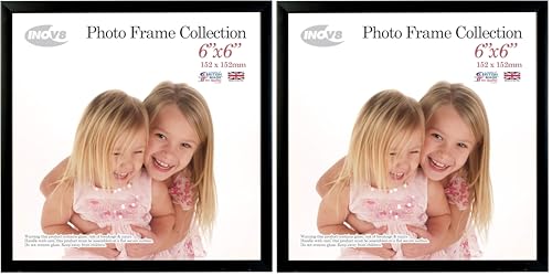 Inov8 PFVS-SABK-66 British Made Traditional Picture/Photo Frame, 6x6-inch, Satin Black (Pack of 2)