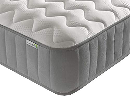 Starlight Beds Ltd - 2ft6 Mattress. Memory Foam Mattress. Memory Foam Sprung Mattress (Small Single Mattress) (2ft6 x 6ft3), white/grey, 1386-26
