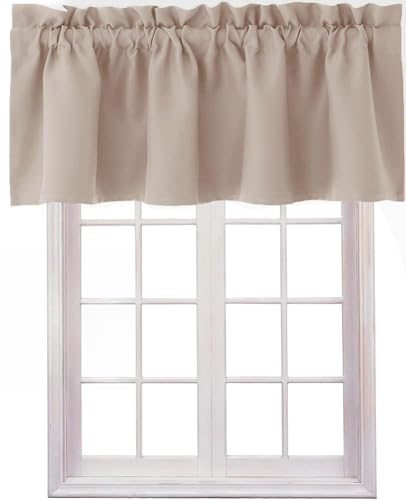 Hiasan Valance Curtains for Kitchen Blackout Thermal Insulated Solid Window Curtain Valance, Camel, 52 x 18 Inches, 1 Panel